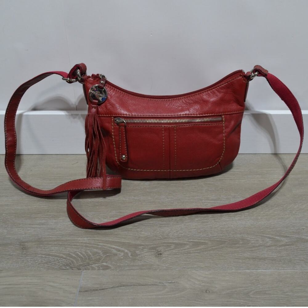 Tignanello Red Leather Crossbody Purse - Picture 2 of 15